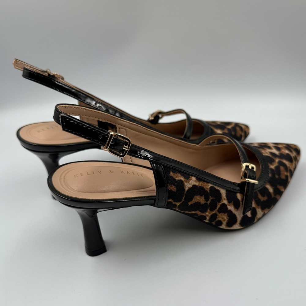 Kelly & Katie Leopard Slingback Heels w/ Mary Jane Strap Size 7M - Picture 6 of 6